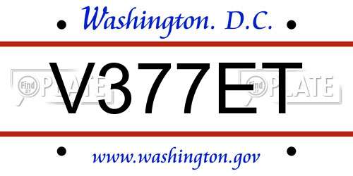 V377ET District Of Columbia License Plate