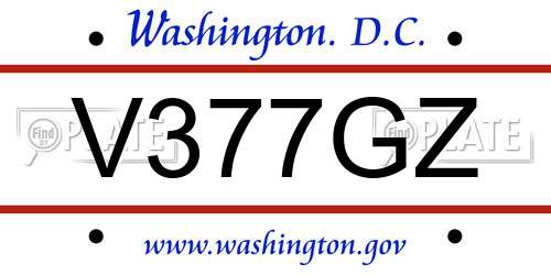 V377GZ District Of Columbia License Plate