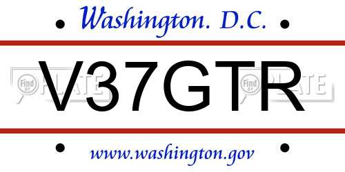 V37GTR District Of Columbia License Plate