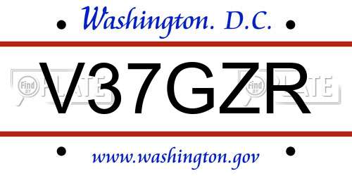 V37GZR District Of Columbia License Plate