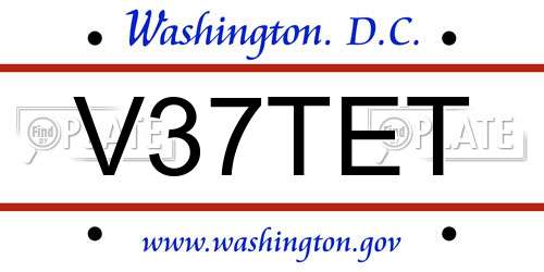 V37TET District Of Columbia License Plate
