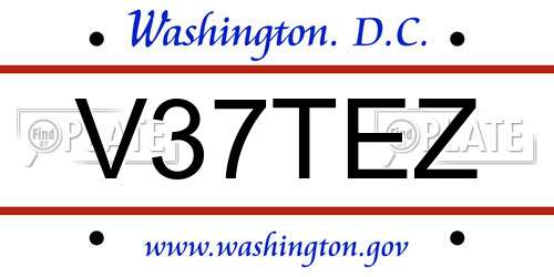 V37TEZ District Of Columbia License Plate