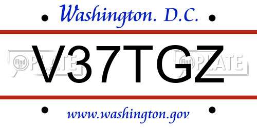 V37TGZ District Of Columbia License Plate