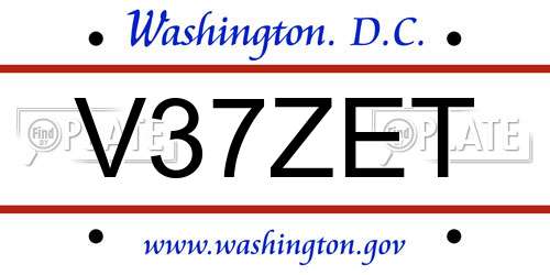 V37ZET District Of Columbia License Plate