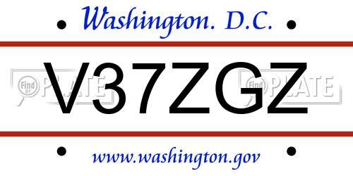 V37ZGZ District Of Columbia License Plate