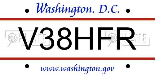 V38HFR District Of Columbia License Plate