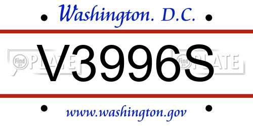 V3996S District Of Columbia License Plate