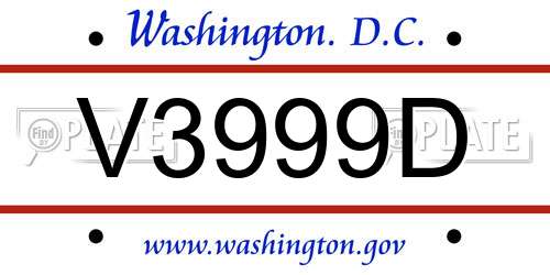 V3999D District Of Columbia License Plate