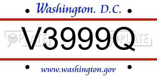 V3999Q District Of Columbia License Plate