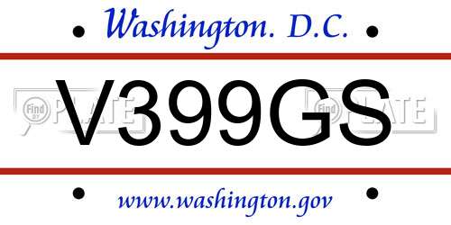 V399GS District Of Columbia License Plate