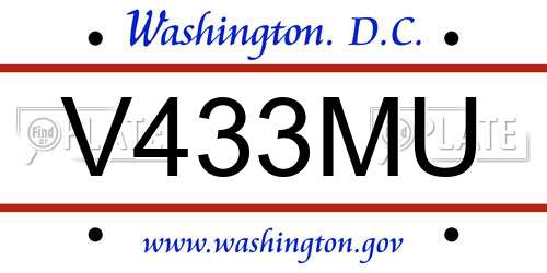 V433MU District Of Columbia License Plate