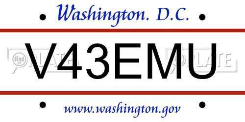 V43EMU District Of Columbia License Plate