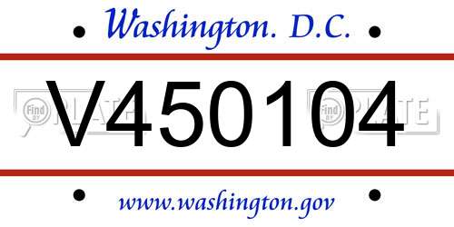 V450104 District Of Columbia License Plate
