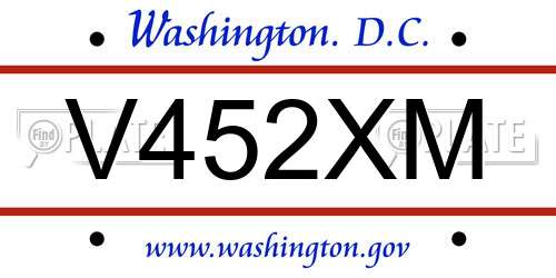 V452XM District Of Columbia License Plate