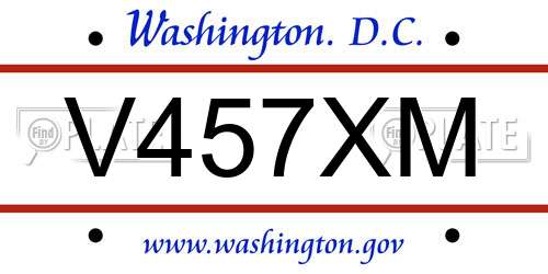 V457XM District Of Columbia License Plate