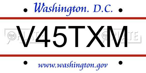 V45TXM District Of Columbia License Plate