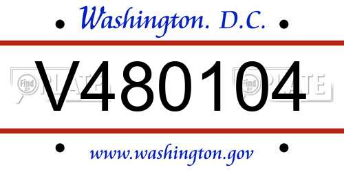 V480104 District Of Columbia License Plate