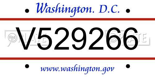 V529266 District Of Columbia License Plate