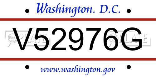 V52976G District Of Columbia License Plate