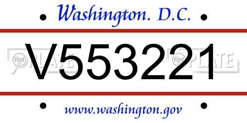 V553221 District Of Columbia License Plate