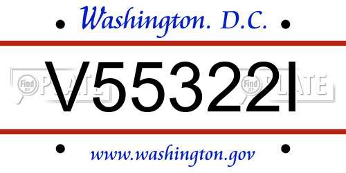 V55322I District Of Columbia License Plate