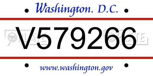 V579266 District Of Columbia License Plate