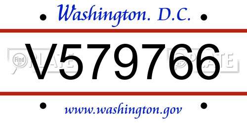 V579766 District Of Columbia License Plate