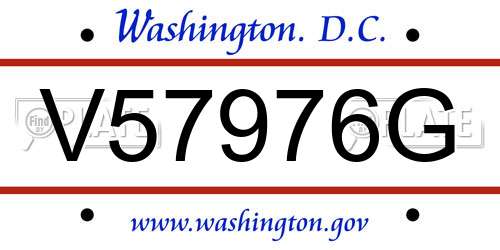 V57976G District Of Columbia License Plate