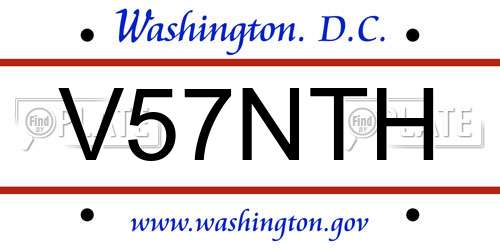 V57NTH District Of Columbia License Plate