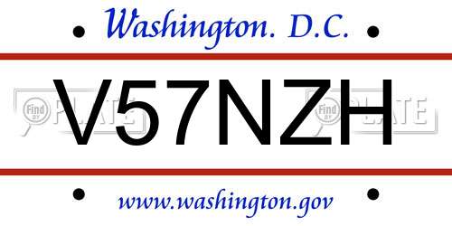 V57NZH District Of Columbia License Plate