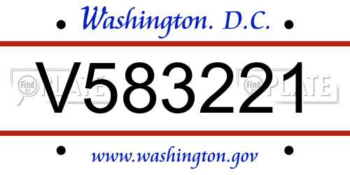 V583221 District Of Columbia License Plate
