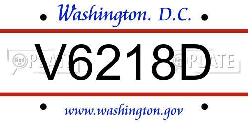 V6218D District Of Columbia License Plate