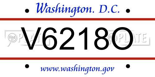 V6218O District Of Columbia License Plate