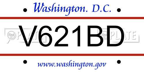 V621BD District Of Columbia License Plate