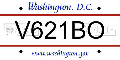 V621BO District Of Columbia License Plate
