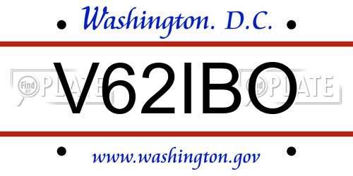 V62IBO District Of Columbia License Plate