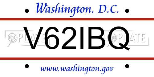 V62IBQ District Of Columbia License Plate