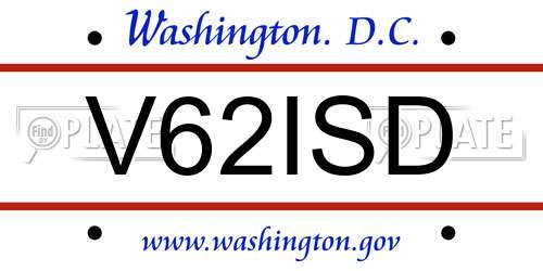 V62ISD District Of Columbia License Plate