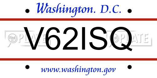 V62ISQ District Of Columbia License Plate