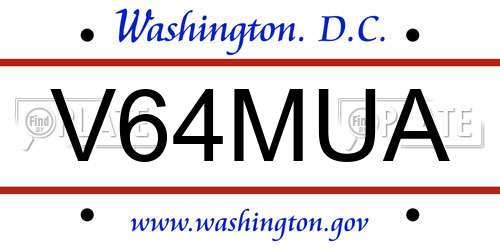 V64MUA District Of Columbia License Plate