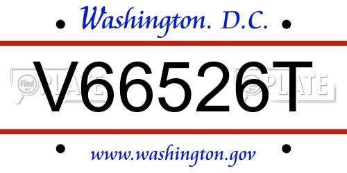 V66526T District Of Columbia License Plate