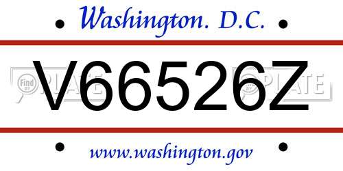 V66526Z District Of Columbia License Plate
