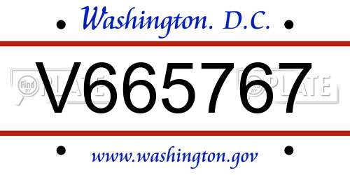 V665767 District Of Columbia License Plate