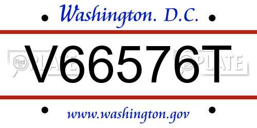 V66576T District Of Columbia License Plate