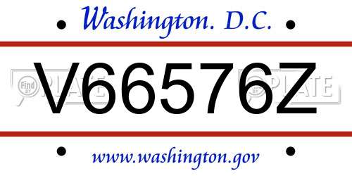 V66576Z District Of Columbia License Plate