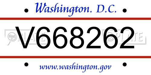V668262 District Of Columbia License Plate