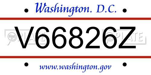 V66826Z District Of Columbia License Plate