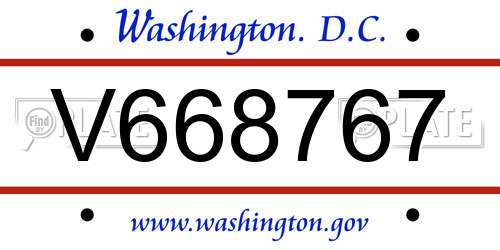 V668767 District Of Columbia License Plate