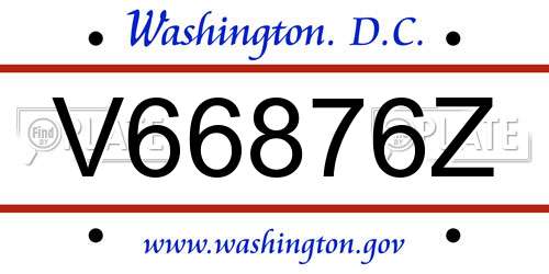 V66876Z District Of Columbia License Plate