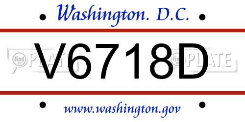 V6718D District Of Columbia License Plate